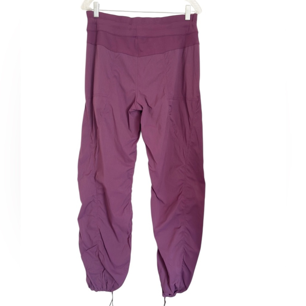 Lululemon Dance Studio Unlined Pinstripe Plum Burgundy Track Pants size 12 - Picture 2 of 8